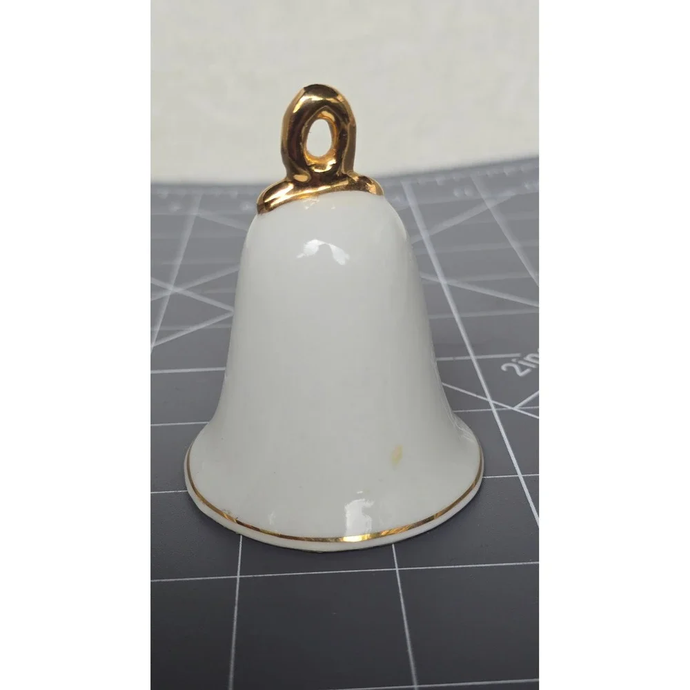 Vintage 1979 Enesco Porcelain Bell When This You See Remember Me Floral Gold